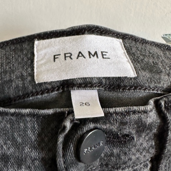 FRAME Denim Dark Grey/Black Le Skinny de Jeanne Mid Rise Crop Python Print Jeans - Picture 10 of 12